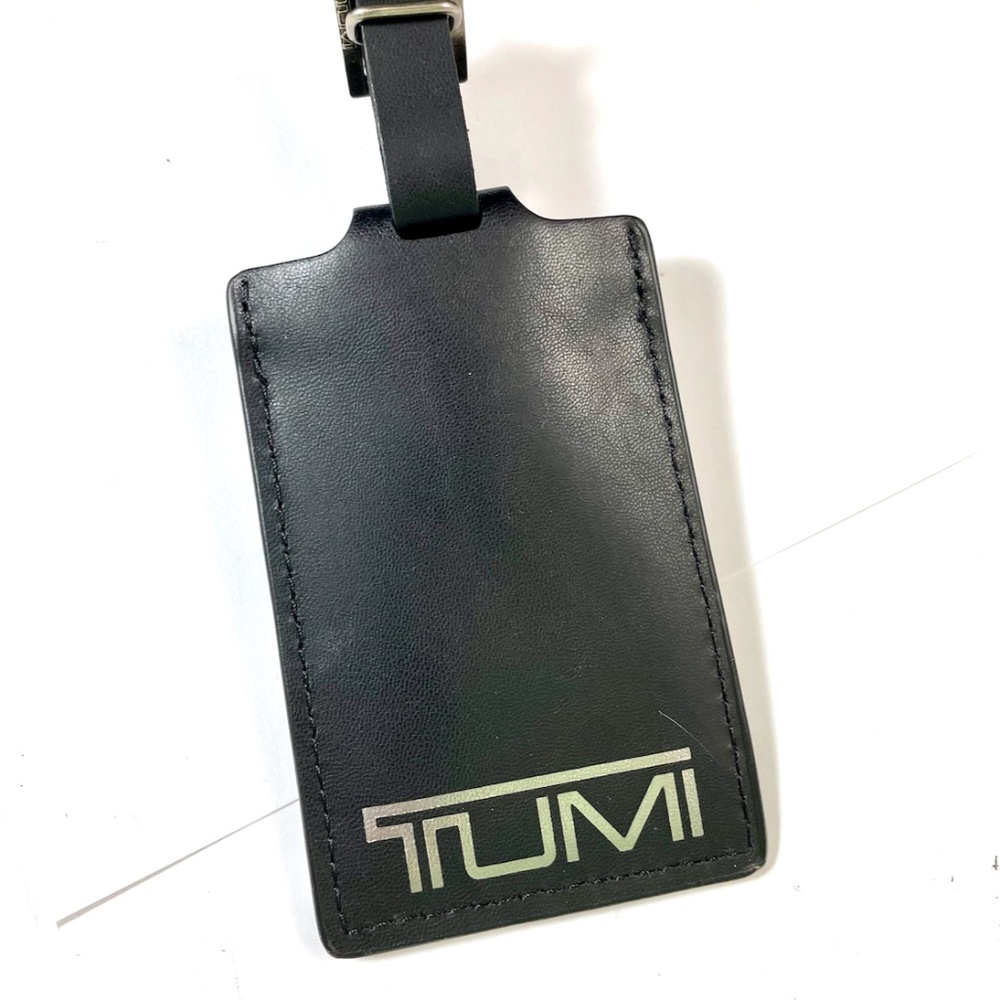 Tumi Luggage ID Hang Tag Briefcase Duffle Tag Travel Leather Black BRAND NEW - Picture 2 of 3